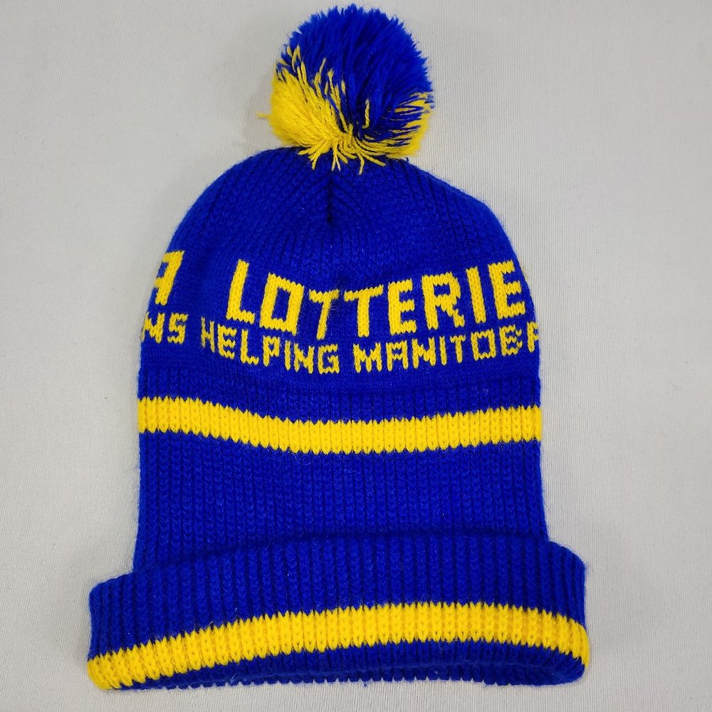 Manitoba Lotteries Canada Toque Vintage Winter Hat Pom-Pom Ski Knit